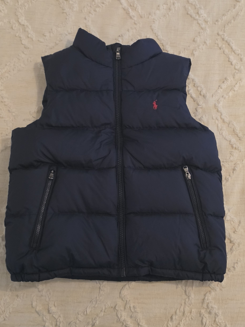 Ralph Lauren Navy Puffer Vest with Red Polo Logo - Kids